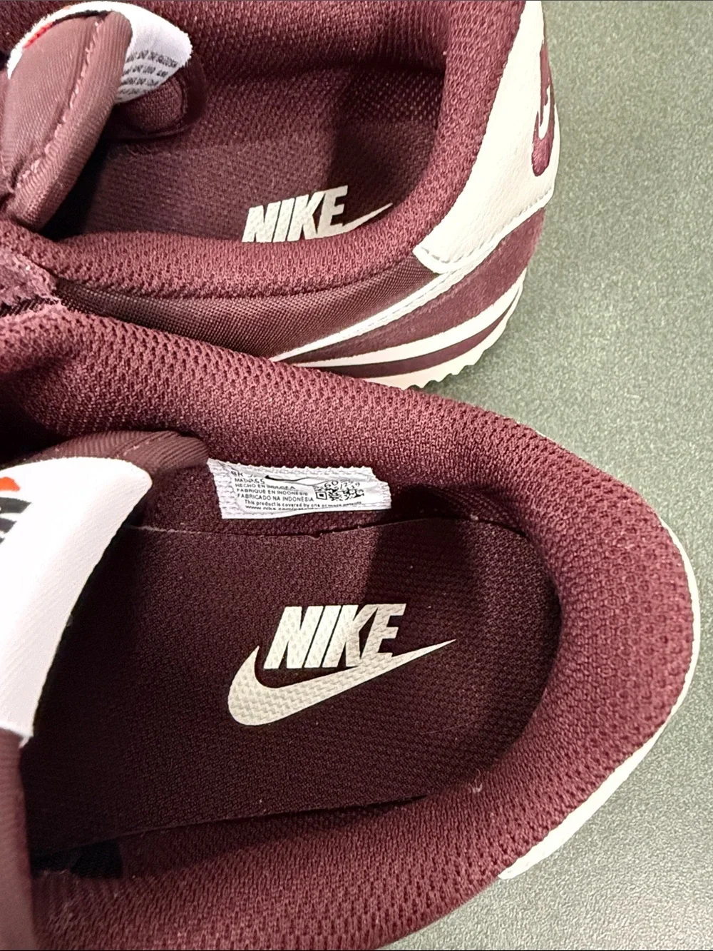 NWOB Nike Burgundy/White Cortez Textile Sneakers sz 8.5
